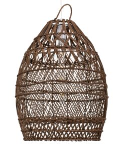 GloboStar® TAHITI 00711 Vintage Κρεμαστό Φωτιστικό Οροφής Μονόφωτο 1 x E27 Καφέ Ξύλινο Bamboo Φ38 x Y50cm