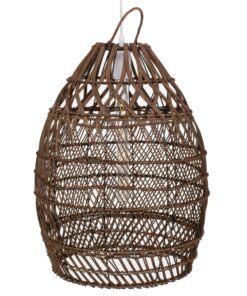 GloboStar® TAHITI 00711 Vintage Κρεμαστό Φωτιστικό Οροφής Μονόφωτο 1 x E27 Καφέ Ξύλινο Bamboo Φ38 x Y50cm