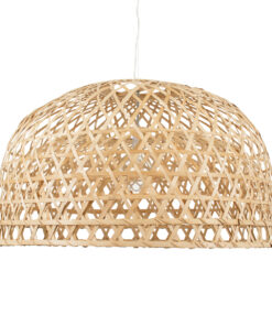 GloboStar® MANGEA 00717 Vintage Κρεμαστό Φωτιστικό Οροφής Μονόφωτο 1 x E27 Καφέ Ξύλινο Μπαμπού Φ100 x Y59cm