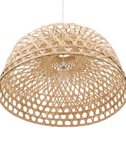 GloboStar® MANGEA 00717 Vintage Κρεμαστό Φωτιστικό Οροφής Μονόφωτο 1 x E27 Καφέ Ξύλινο Μπαμπού Φ100 x Y59cm