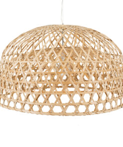 GloboStar® MANGEA 00717 Vintage Κρεμαστό Φωτιστικό Οροφής Μονόφωτο 1 x E27 Καφέ Ξύλινο Μπαμπού Φ100 x Y59cm