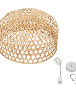 GloboStar® MANGEA 00717 Vintage Κρεμαστό Φωτιστικό Οροφής Μονόφωτο 1 x E27 Καφέ Ξύλινο Μπαμπού Φ100 x Y59cm