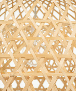 GloboStar® MANGEA 00717 Vintage Κρεμαστό Φωτιστικό Οροφής Μονόφωτο 1 x E27 Καφέ Ξύλινο Μπαμπού Φ100 x Y59cm