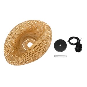 GloboStar® MEXICO 00718 Vintage Κρεμαστό Φωτιστικό Οροφής Μονόφωτο 1 x E27 Μπεζ Ξύλινο Bamboo Μ40 x Π30 x Y18cm