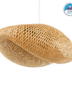 GloboStar® MEXICO 00720 Vintage Κρεμαστό Φωτιστικό Οροφής Μονόφωτο 1 x E27 Μπεζ Ξύλινο Μπαμπού Μ85 x Π55 x Y36cm