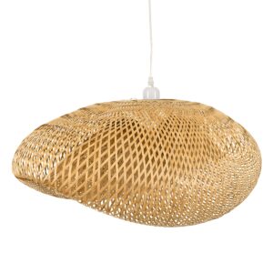 GloboStar® MEXICO 00720 Vintage Κρεμαστό Φωτιστικό Οροφής Μονόφωτο 1 x E27 Μπεζ Ξύλινο Μπαμπού Μ85 x Π55 x Y36cm