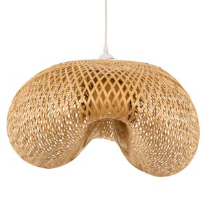 GloboStar® MEXICO 00720 Vintage Κρεμαστό Φωτιστικό Οροφής Μονόφωτο 1 x E27 Μπεζ Ξύλινο Μπαμπού Μ85 x Π55 x Y36cm