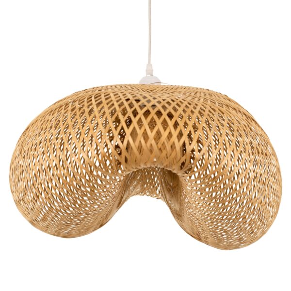 GloboStar® MEXICO 00720 Vintage Κρεμαστό Φωτιστικό Οροφής Μονόφωτο 1 x E27 Μπεζ Ξύλινο Μπαμπού Μ85 x Π55 x Y36cm