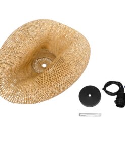 GloboStar® MEXICO 00721 Vintage Κρεμαστό Φωτιστικό Οροφής Μονόφωτο 1 x E27 Μπεζ Ξύλινο Μπαμπού Μ100 x Π80 x Y35cm