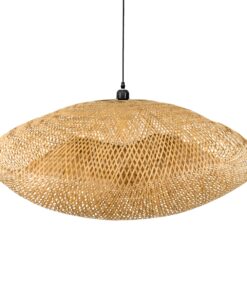 GloboStar® MEXICO 00721 Vintage Κρεμαστό Φωτιστικό Οροφής Μονόφωτο 1 x E27 Μπεζ Ξύλινο Μπαμπού Μ100 x Π80 x Y35cm