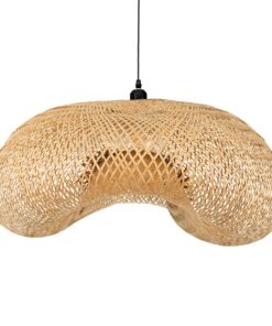 GloboStar® MEXICO 00721 Vintage Κρεμαστό Φωτιστικό Οροφής Μονόφωτο 1 x E27 Μπεζ Ξύλινο Μπαμπού Μ100 x Π80 x Y35cm