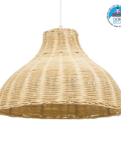 GloboStar® MAYOTTE 00724 Vintage Κρεμαστό Φωτιστικό Οροφής Μονόφωτο 1 x E27 Μπεζ Ξύλινο Bamboo Φ40 x Y28cm
