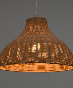 GloboStar® MAYOTTE 00724 Vintage Κρεμαστό Φωτιστικό Οροφής Μονόφωτο 1 x E27 Μπεζ Ξύλινο Bamboo Φ40 x Y28cm