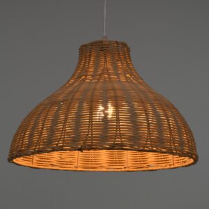 GloboStar® MAYOTTE 00724 Vintage Κρεμαστό Φωτιστικό Οροφής Μονόφωτο 1 x E27 Μπεζ Ξύλινο Bamboo Φ40 x Y28cm