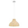 GloboStar® MAYOTTE 00724 Vintage Κρεμαστό Φωτιστικό Οροφής Μονόφωτο 1 x E27 Μπεζ Ξύλινο Bamboo Φ40 x Y28cm