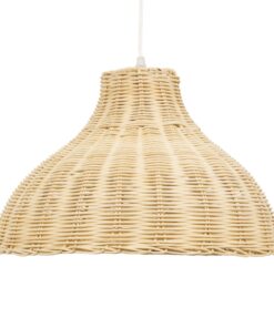 GloboStar® MAYOTTE 00724 Vintage Κρεμαστό Φωτιστικό Οροφής Μονόφωτο 1 x E27 Μπεζ Ξύλινο Bamboo Φ40 x Y28cm