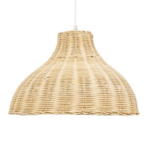 GloboStar® MAYOTTE 00724 Vintage Κρεμαστό Φωτιστικό Οροφής Μονόφωτο 1 x E27 Μπεζ Ξύλινο Bamboo Φ40 x Y28cm