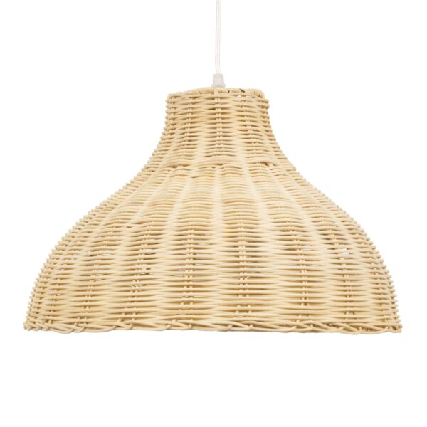 GloboStar® MAYOTTE 00724 Vintage Κρεμαστό Φωτιστικό Οροφής Μονόφωτο 1 x E27 Μπεζ Ξύλινο Bamboo Φ40 x Y28cm