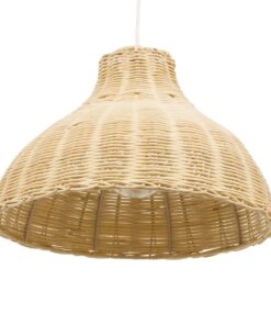 GloboStar® MAYOTTE 00724 Vintage Κρεμαστό Φωτιστικό Οροφής Μονόφωτο 1 x E27 Μπεζ Ξύλινο Bamboo Φ40 x Y28cm