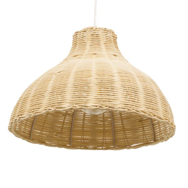 GloboStar® MAYOTTE 00724 Vintage Κρεμαστό Φωτιστικό Οροφής Μονόφωτο 1 x E27 Μπεζ Ξύλινο Bamboo Φ40 x Y28cm