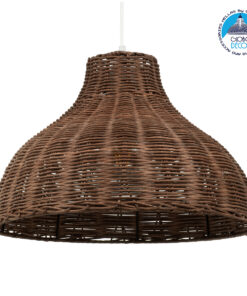 GloboStar® MAYOTTE 00725 Vintage Κρεμαστό Φωτιστικό Οροφής Μονόφωτο 1 x E27 Καφέ Ξύλινο Bamboo Φ40 x Y28cm