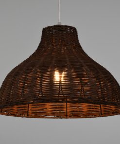 GloboStar® MAYOTTE 00725 Vintage Κρεμαστό Φωτιστικό Οροφής Μονόφωτο 1 x E27 Καφέ Ξύλινο Bamboo Φ40 x Y28cm