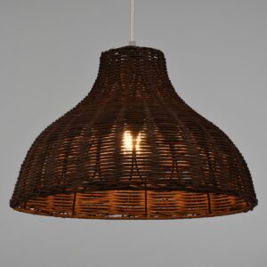 GloboStar® MAYOTTE 00725 Vintage Κρεμαστό Φωτιστικό Οροφής Μονόφωτο 1 x E27 Καφέ Ξύλινο Bamboo Φ40 x Y28cm