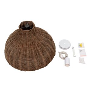 GloboStar® MAYOTTE 00725 Vintage Κρεμαστό Φωτιστικό Οροφής Μονόφωτο 1 x E27 Καφέ Ξύλινο Bamboo Φ40 x Y28cm