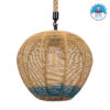 GloboStar® SIMON 00726 Vintage Κρεμαστό Φωτιστικό Οροφής Μονόφωτο 1 x E27 Μπεζ – Μπλε Καμπάνα με Σχοινί Φ30 x Υ30cm