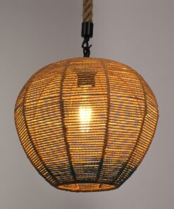 GloboStar® SIMON 00726 Vintage Κρεμαστό Φωτιστικό Οροφής Μονόφωτο 1 x E27 Μπεζ – Μπλε Καμπάνα με Σχοινί Φ30 x Υ30cm