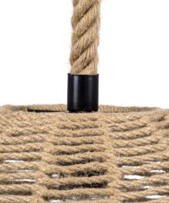 GloboStar® MANDALA 00731 Vintage Κρεμαστό Φωτιστικό Οροφής Μονόφωτο 1 x E27 Πλέγμα με Μπεζ Σχοινί Φ30 x Υ30cm