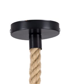 GloboStar® MANDALA 00731 Vintage Κρεμαστό Φωτιστικό Οροφής Μονόφωτο 1 x E27 Πλέγμα με Μπεζ Σχοινί Φ30 x Υ30cm