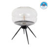 GloboStar® JAVAN 00736 Μοντέρνο Επιτραπέζιο Φωτιστικό Πορτατίφ Λαμπατέρ Μονόφωτο Διάφανο Γυάλινο Μαύρο Μεταλλικό Φ30 x Υ19cm