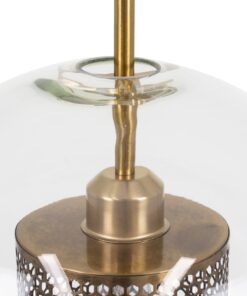 GloboStar® AVERY 00740 Μοντέρνο Κρεμαστό Φωτιστικό Οροφής Μονόφωτο 1 x E27 Διάφανο Γυάλινο με Χρυσό Μεταλλικό Πλέγμα Φ30 x Υ48cm
