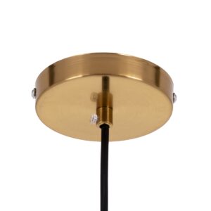 GloboStar® AVERY 00740 Μοντέρνο Κρεμαστό Φωτιστικό Οροφής Μονόφωτο 1 x E27 Διάφανο Γυάλινο με Χρυσό Μεταλλικό Πλέγμα Φ30 x Υ48cm