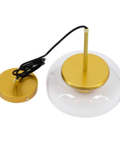 GloboStar® CHARLOTTE 00742 Μοντέρνο Κρεμαστό Φωτιστικό Οροφής Μονόφωτο Διάφανο Γυάλινο Χρυσό Μεταλλικό CREE LED 5W 500lm 180° AC 85-265V Θερμό Λευκό 2700K Φ23 x Υ23cm