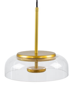 GloboStar® CHARLOTTE 00742 Μοντέρνο Κρεμαστό Φωτιστικό Οροφής Μονόφωτο Διάφανο Γυάλινο Χρυσό Μεταλλικό CREE LED 5W 500lm 180° AC 85-265V Θερμό Λευκό 2700K Φ23 x Υ23cm