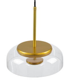 GloboStar® CHARLOTTE 00742 Μοντέρνο Κρεμαστό Φωτιστικό Οροφής Μονόφωτο Διάφανο Γυάλινο Χρυσό Μεταλλικό CREE LED 5W 500lm 180° AC 85-265V Θερμό Λευκό 2700K Φ23 x Υ23cm