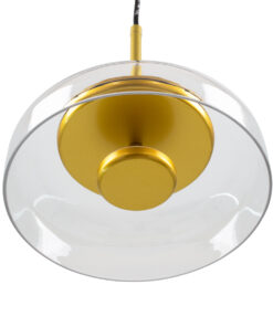 GloboStar® CHARLOTTE 00742 Μοντέρνο Κρεμαστό Φωτιστικό Οροφής Μονόφωτο Διάφανο Γυάλινο Χρυσό Μεταλλικό CREE LED 5W 500lm 180° AC 85-265V Θερμό Λευκό 2700K Φ23 x Υ23cm