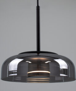 GloboStar® CHARLOTTE 00743 Μοντέρνο Κρεμαστό Φωτιστικό Οροφής Μονόφωτο Φιμέ Γυάλινο Μαύρο Μεταλλικό CREE LED 5W 500lm 180° AC 85-265V Θερμό Λευκό 2700K Φ23 x Υ23cm