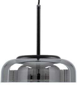 GloboStar® CHARLOTTE 00743 Μοντέρνο Κρεμαστό Φωτιστικό Οροφής Μονόφωτο Φιμέ Γυάλινο Μαύρο Μεταλλικό CREE LED 5W 500lm 180° AC 85-265V Θερμό Λευκό 2700K Φ23 x Υ23cm