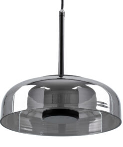 GloboStar® CHARLOTTE 00743 Μοντέρνο Κρεμαστό Φωτιστικό Οροφής Μονόφωτο Φιμέ Γυάλινο Μαύρο Μεταλλικό CREE LED 5W 500lm 180° AC 85-265V Θερμό Λευκό 2700K Φ23 x Υ23cm