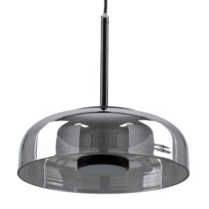 GloboStar® CHARLOTTE 00743 Μοντέρνο Κρεμαστό Φωτιστικό Οροφής Μονόφωτο Φιμέ Γυάλινο Μαύρο Μεταλλικό CREE LED 5W 500lm 180° AC 85-265V Θερμό Λευκό 2700K Φ23 x Υ23cm