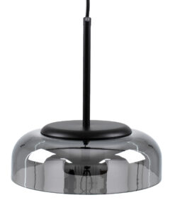 GloboStar® CHARLOTTE 00743 Μοντέρνο Κρεμαστό Φωτιστικό Οροφής Μονόφωτο Φιμέ Γυάλινο Μαύρο Μεταλλικό CREE LED 5W 500lm 180° AC 85-265V Θερμό Λευκό 2700K Φ23 x Υ23cm