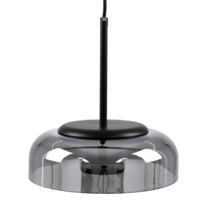 GloboStar® CHARLOTTE 00743 Μοντέρνο Κρεμαστό Φωτιστικό Οροφής Μονόφωτο Φιμέ Γυάλινο Μαύρο Μεταλλικό CREE LED 5W 500lm 180° AC 85-265V Θερμό Λευκό 2700K Φ23 x Υ23cm