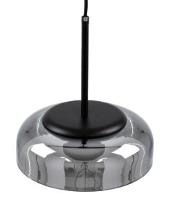 GloboStar® CHARLOTTE 00743 Μοντέρνο Κρεμαστό Φωτιστικό Οροφής Μονόφωτο Φιμέ Γυάλινο Μαύρο Μεταλλικό CREE LED 5W 500lm 180° AC 85-265V Θερμό Λευκό 2700K Φ23 x Υ23cm