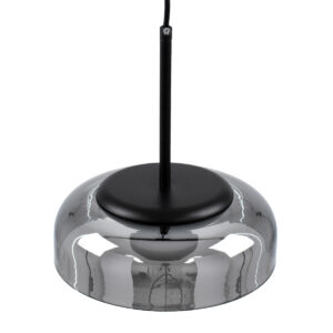 GloboStar® CHARLOTTE 00743 Μοντέρνο Κρεμαστό Φωτιστικό Οροφής Μονόφωτο Φιμέ Γυάλινο Μαύρο Μεταλλικό CREE LED 5W 500lm 180° AC 85-265V Θερμό Λευκό 2700K Φ23 x Υ23cm