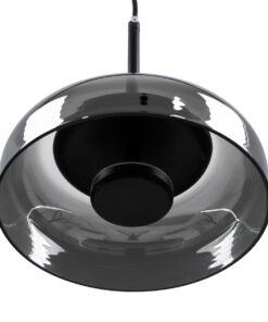 GloboStar® CHARLOTTE 00743 Μοντέρνο Κρεμαστό Φωτιστικό Οροφής Μονόφωτο Φιμέ Γυάλινο Μαύρο Μεταλλικό CREE LED 5W 500lm 180° AC 85-265V Θερμό Λευκό 2700K Φ23 x Υ23cm