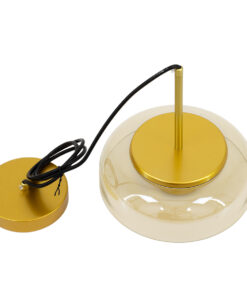 GloboStar® CHARLOTTE 00744 Μοντέρνο Κρεμαστό Φωτιστικό Οροφής Μονόφωτο Μελί Γυάλινο Χρυσό Μεταλλικό CREE LED 5W 500lm 180° AC 85-265V Θερμό Λευκό 2700K Φ23 x Υ23cm