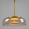 GloboStar® CHARLOTTE 00744 Μοντέρνο Κρεμαστό Φωτιστικό Οροφής Μονόφωτο Μελί Γυάλινο Χρυσό Μεταλλικό CREE LED 5W 500lm 180° AC 85-265V Θερμό Λευκό 2700K Φ23 x Υ23cm